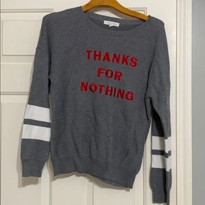 Gray “Thanks For Nothing” sweater